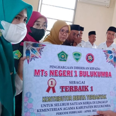 Humas MTsN 1 Bulukumba Raih Predikat Terbaik Satu Dari Kemenag Bulukumba