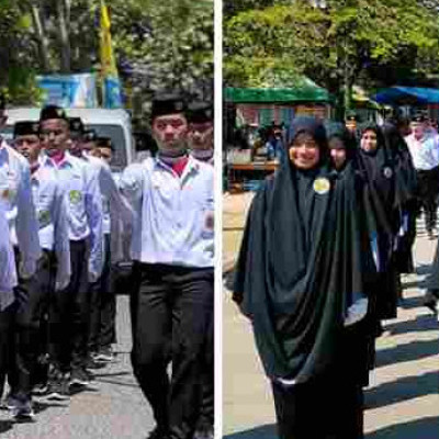 Meriahkan HUT Ke-79 RI, Peserta Didik MTs/PP Tassbeh Baitul Qur'an Ikut Lomba Gerak Jalan Tingkat Kabupaten Pinrang