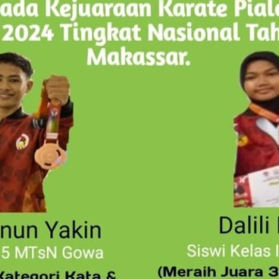 Tampil Di Kejurnas Karate Piala Menpora, 2 Serdik MTsN Gowa Sabet Juara